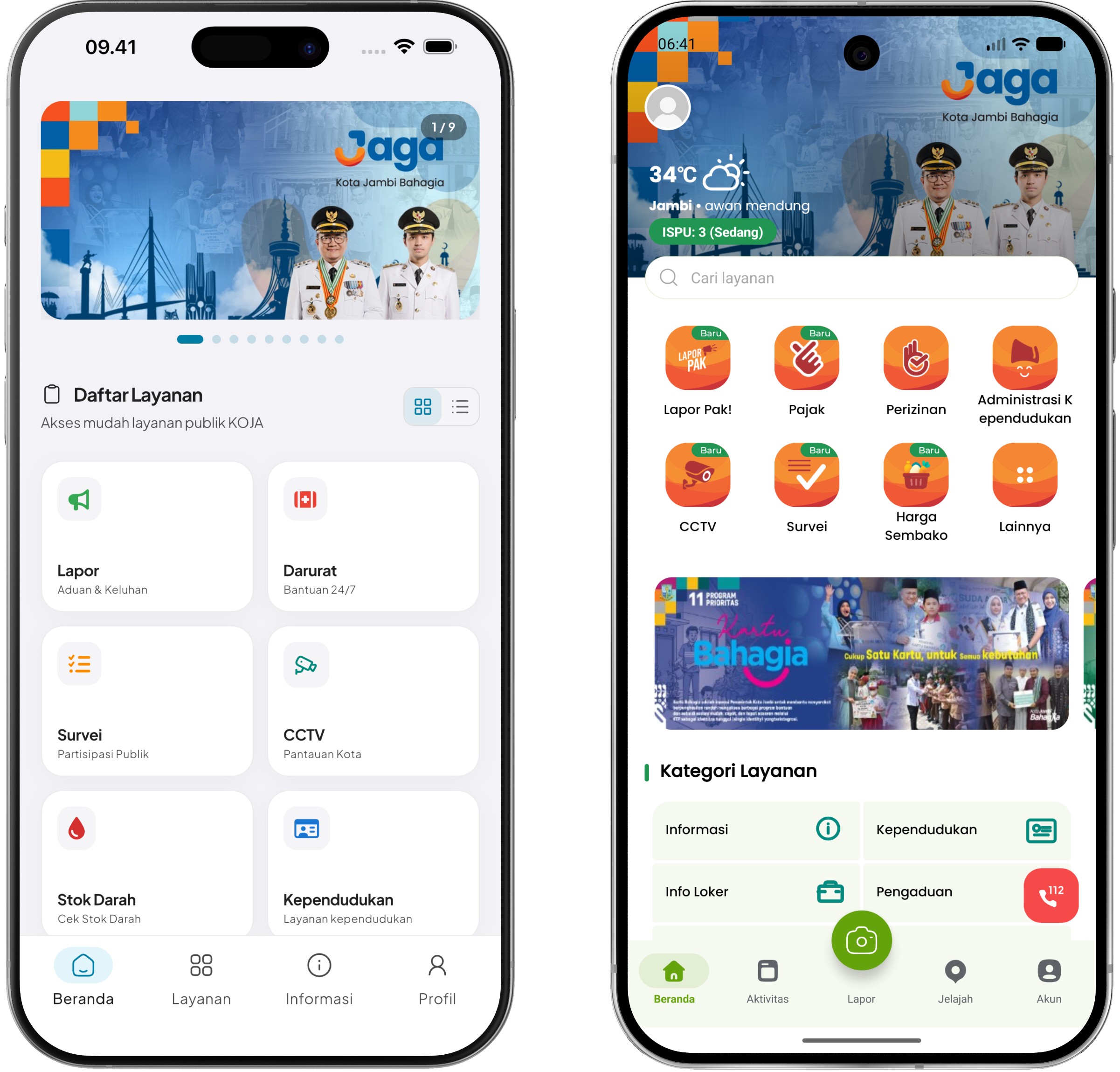 Tampilan JAGA Super App Mode Terang